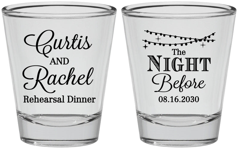 Personalized Rehearsal Dinner Shot Glasses - The Night Before | 30006