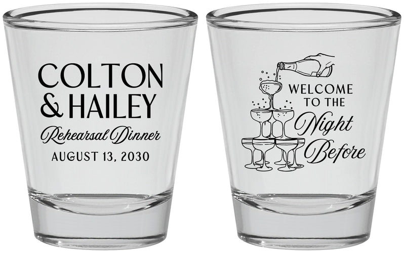 Personalized Rehearsal Dinner Shot Glasses - The Night Before | 30007