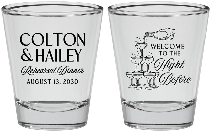 Personalized Rehearsal Dinner Shot Glasses - The Night Before | 30007