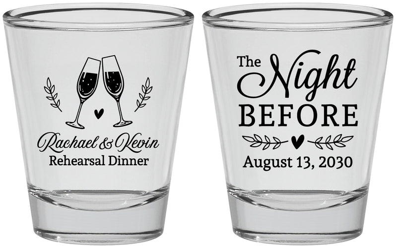 Personalized Rehearsal Dinner Shot Glasses - The Night Before | 30008
