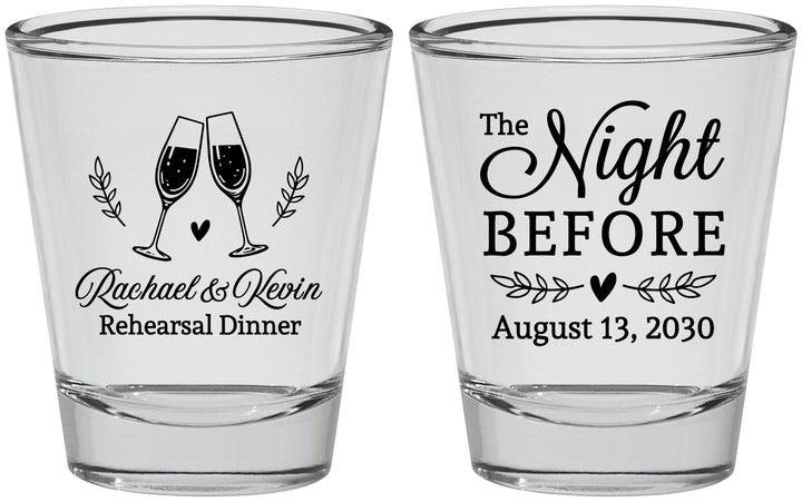Personalized Rehearsal Dinner Shot Glasses - The Night Before | 30008