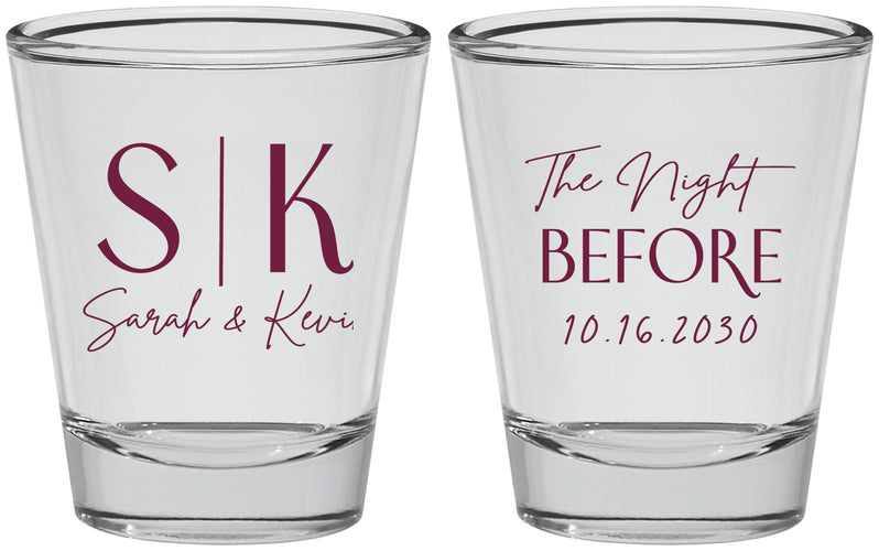 Personalized Rehearsal Dinner Shot Glasses - The Night Before | 30009