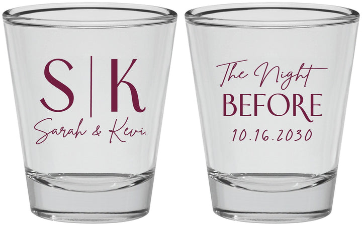 Personalized Rehearsal Dinner Shot Glasses - The Night Before | 30009