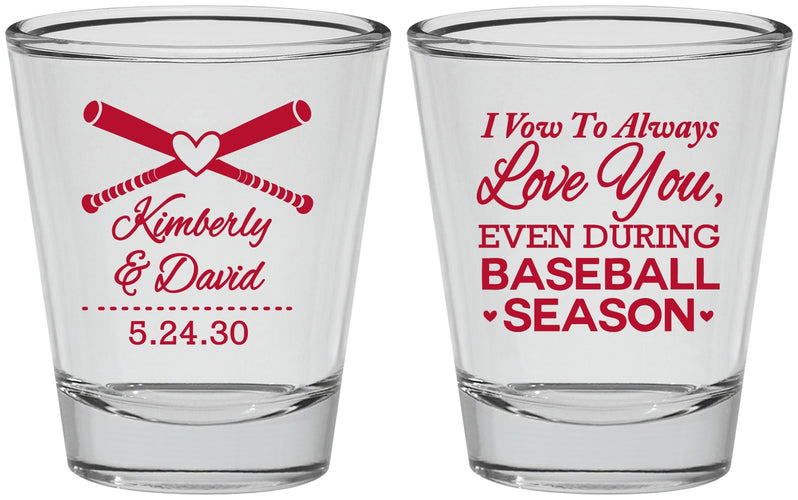 Personalized Wedding Shot Glasses - Baseball | 301