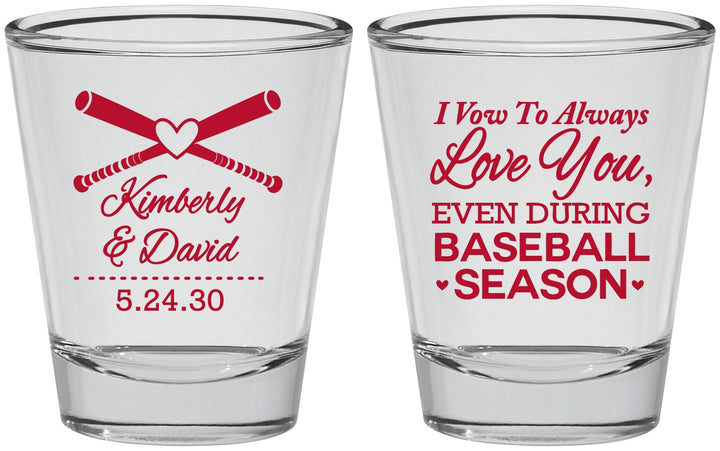 Personalized Wedding Shot Glasses - Baseball | 301