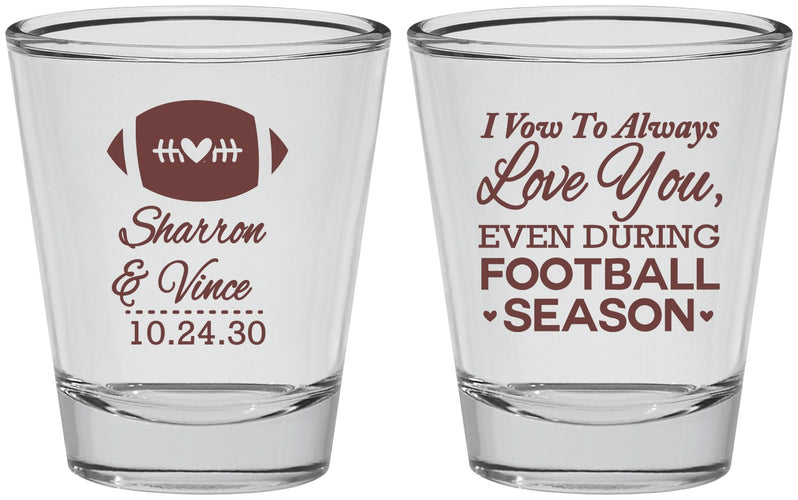 Personalized Wedding Shot Glasses - Football | 302