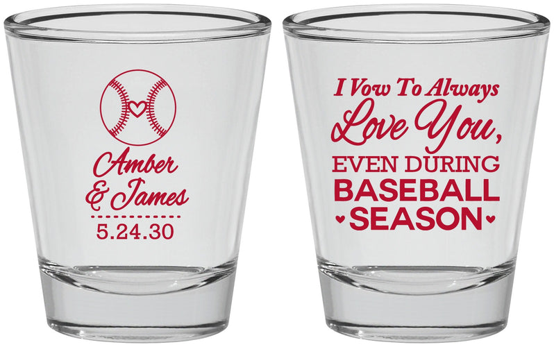 Personalized Wedding Shot Glasses - Baseball | 303