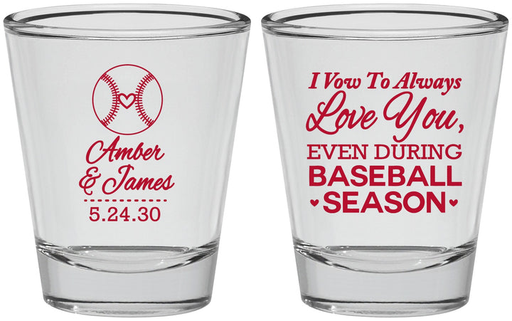 Personalized Wedding Shot Glasses - Baseball | 303