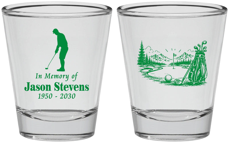 Personalized Memorial Shot Glasses - Heavens Finest Fairways | 310009