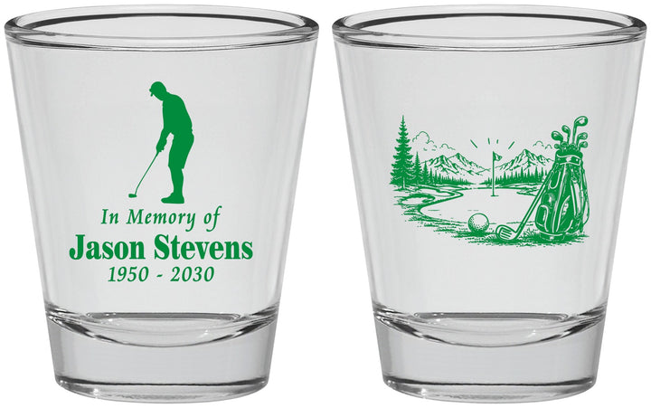 Personalized Memorial Shot Glasses - Heavens Finest Fairways | 310009