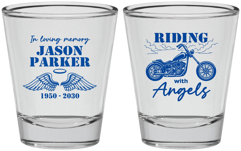 Personalized Memorial Shot Glasses - Riding With Angels | 310018