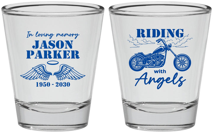 Personalized Memorial Shot Glasses - Riding With Angels | 310018