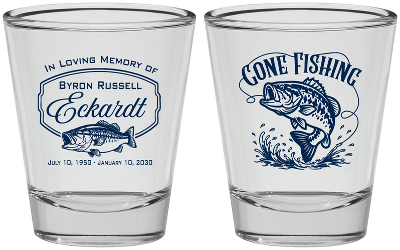 Personalized Memorial Shot Glasses - Gone Fishing | 310022