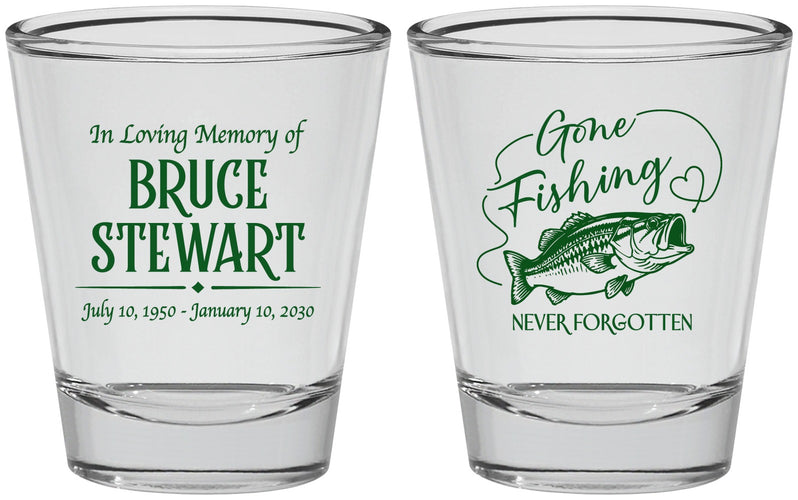 Personalized Memorial Shot Glasses - Gone Fishing | 310023