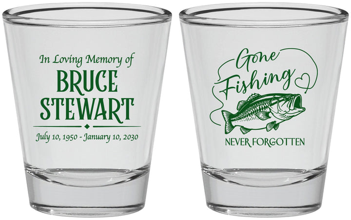 Personalized Memorial Shot Glasses - Gone Fishing | 310023