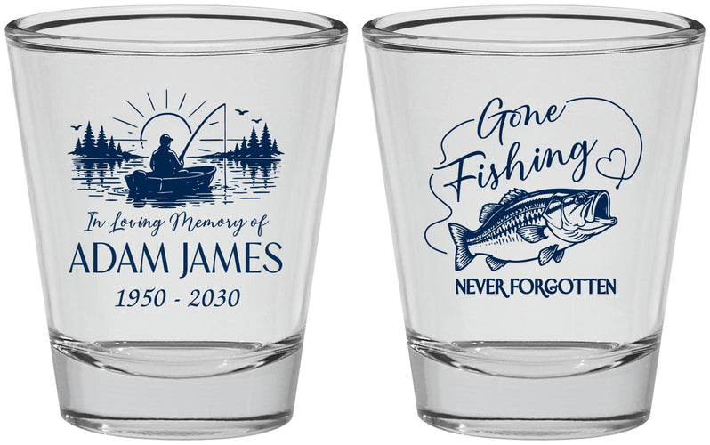 Personalized Memorial Shot Glasses - Gone Fishing | 310024