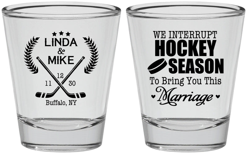 Personalized Wedding Shot Glasses - We Interrupt Hockey | 312