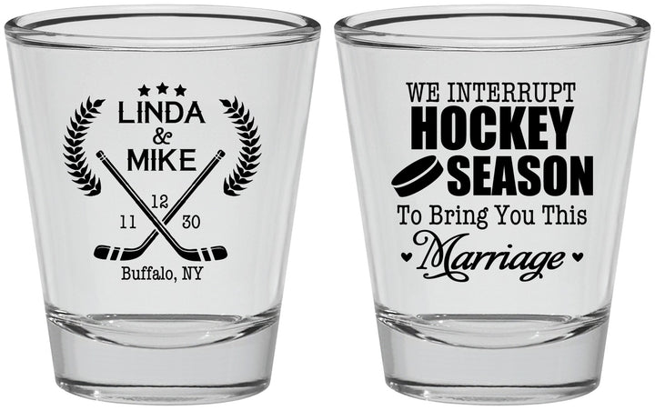 Personalized Wedding Shot Glasses - We Interrupt Hockey | 312