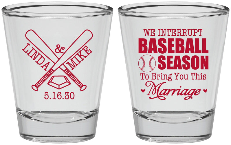 Personalized Wedding Shot Glasses - We Interrupt Baseball | 313