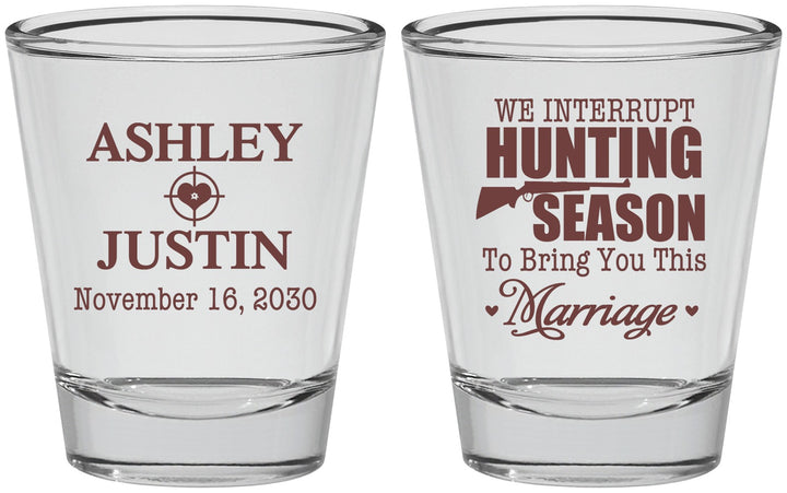 Personalized Wedding Shot Glasses - We Interrupt Hunting | 316