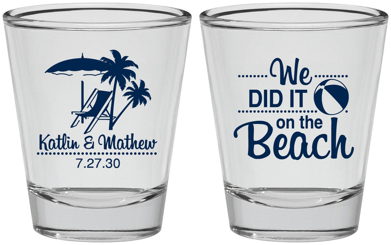 Personalized Wedding Shot Glasses - We Did It On The Beach | 317