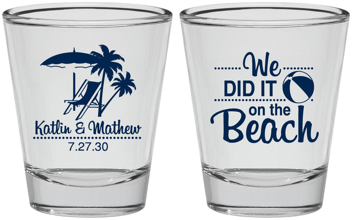 Personalized Wedding Shot Glasses - We Did It On The Beach | 317