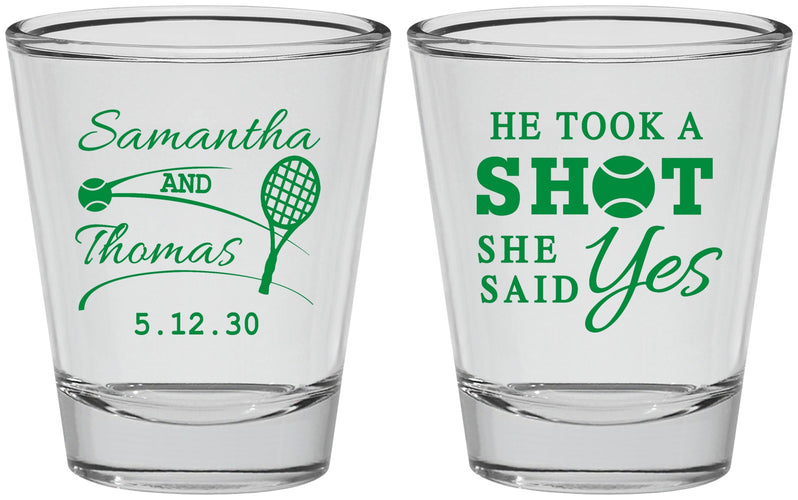 Personalized Wedding Shot Glasses - Took A Shot Tennis | 321