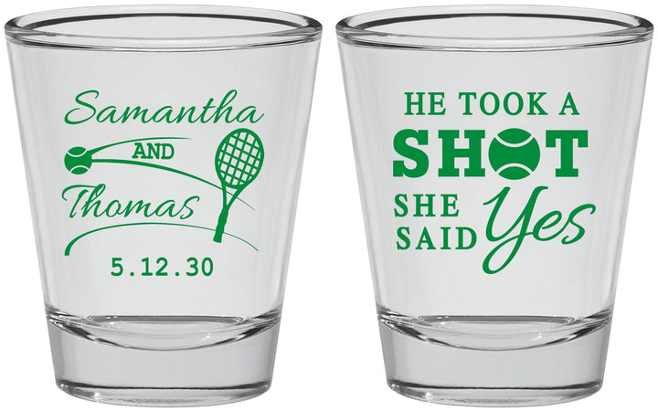 Personalized Wedding Shot Glasses - Took A Shot Tennis | 321