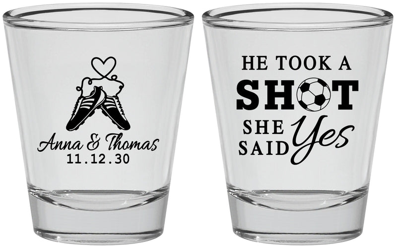 Personalized Wedding Shot Glasses - Took A Shot Soccer | 322