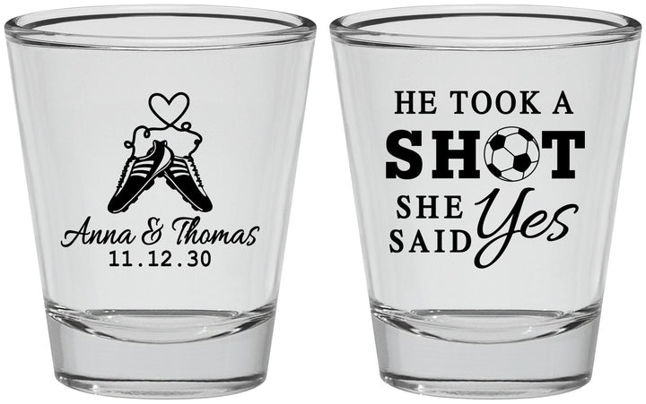 Personalized Wedding Shot Glasses - Took A Shot Soccer | 322