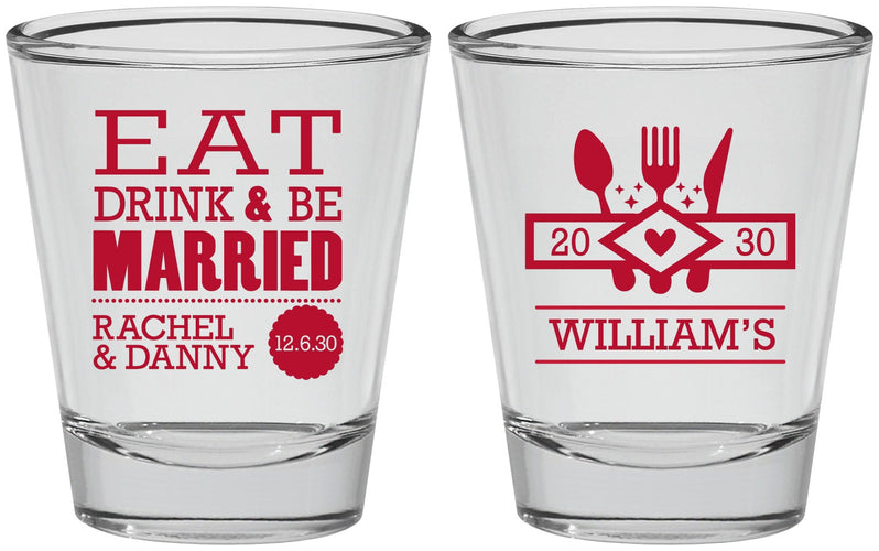 Personalized Wedding Shot Glasses - Eat Drink Be Married | 324