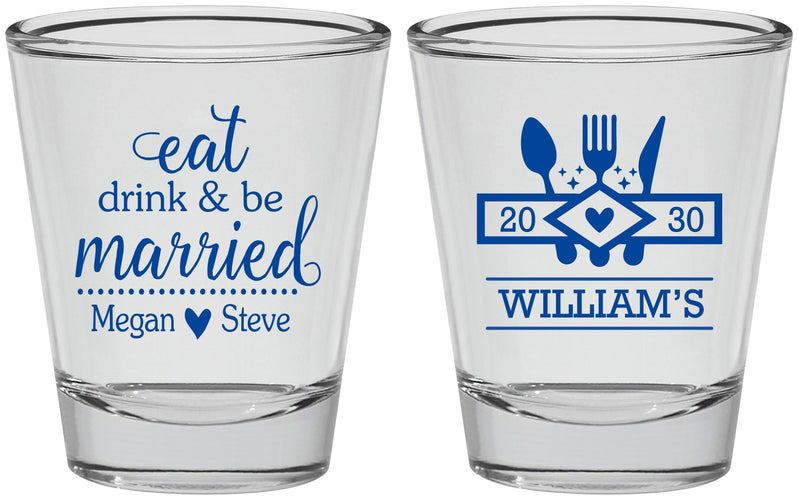 Personalized Wedding Shot Glasses - Eat Drink Be Married | 327
