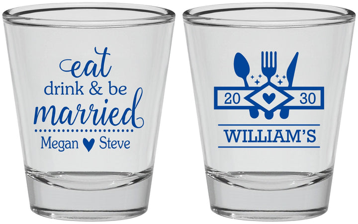Personalized Wedding Shot Glasses - Eat Drink Be Married | 327