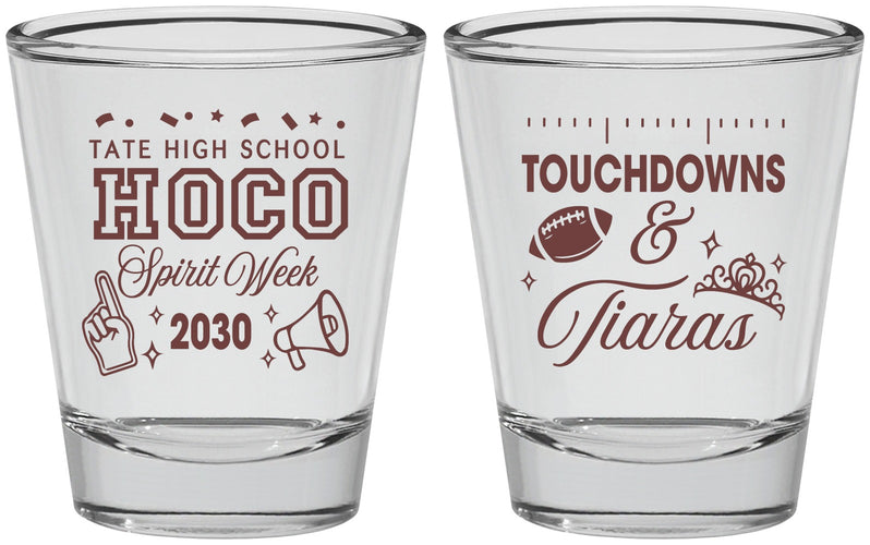 Personalized Homecoming Shot Glasses - Touchdowns And Tiaras | 330010