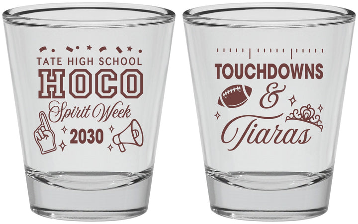 Personalized Homecoming Shot Glasses - Touchdowns And Tiaras | 330010