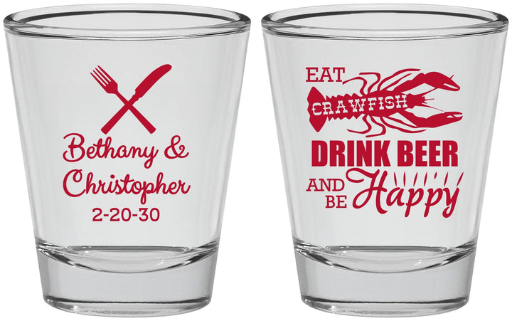Personalized Wedding Shot Glasses - Crawfish Boil | 332