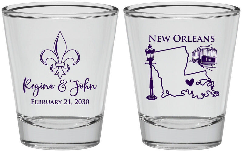 Personalized Wedding Shot Glasses - New Orleans | 334