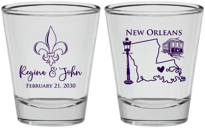 Personalized Wedding Shot Glasses - New Orleans | 334