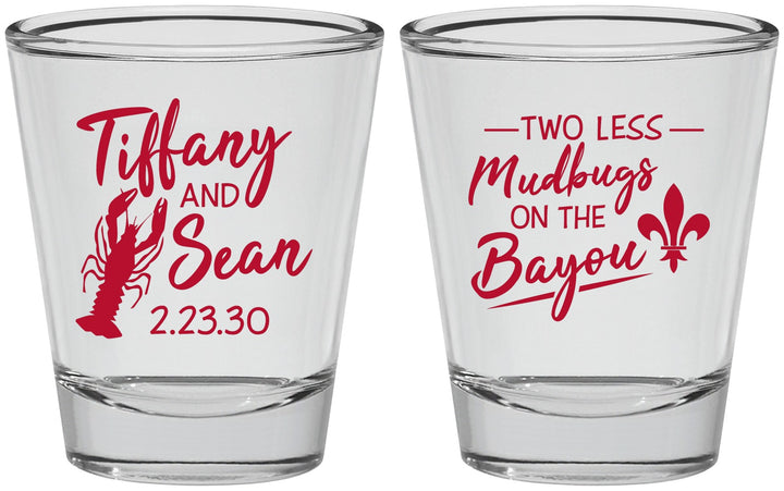 Personalized Wedding Shot Glasses - Crawfish Boil Mudbugs | 336