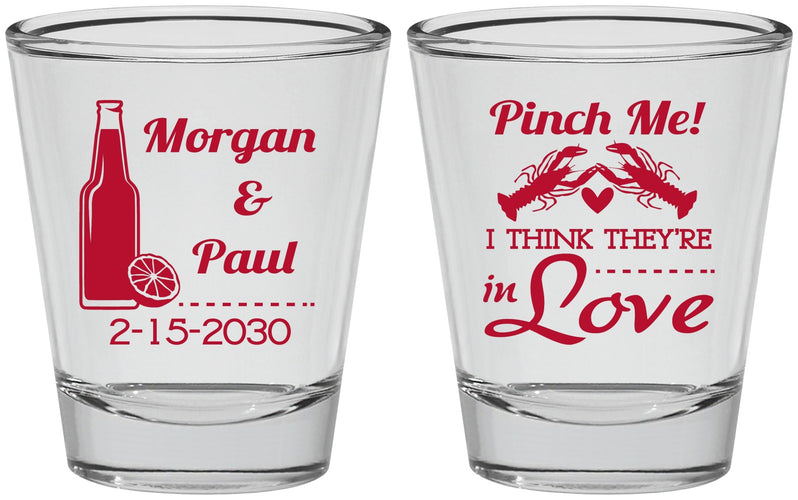 Personalized Wedding Shot Glasses - Crawfish Boil Pinch Me | 337