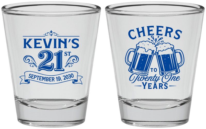 Personalized 21st Birthday Shot Glasses - Cheers To Twenty One Years | 340000