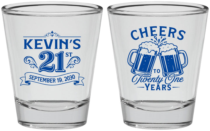 Personalized 21st Birthday Shot Glasses - Cheers To Twenty One Years | 340000