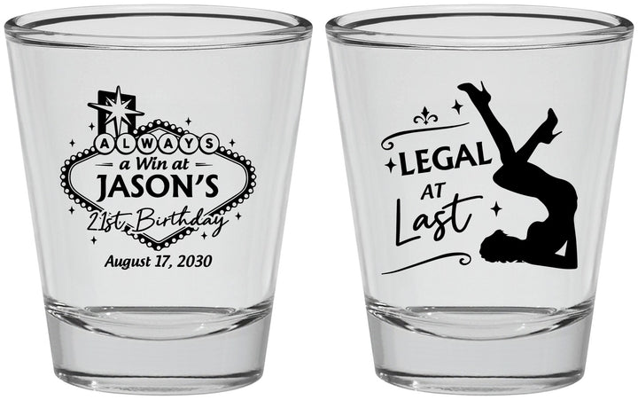 Personalized 21st Birthday Shot Glasses - Legal At Last Vegas | 340002
