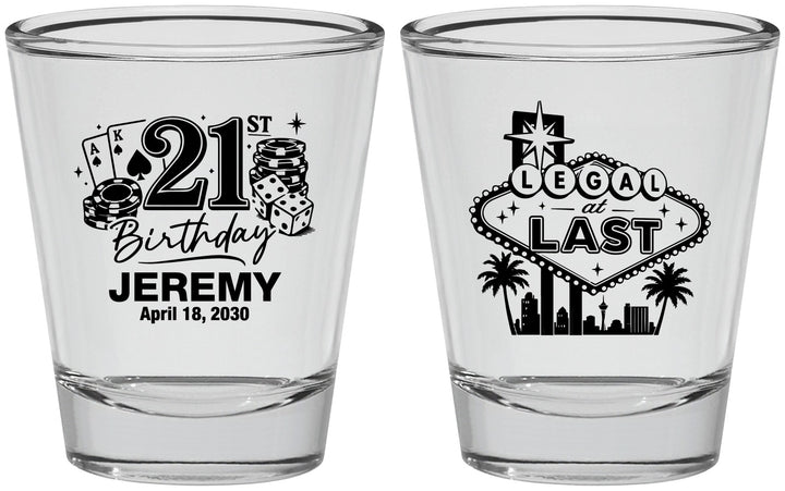 Personalized 21st Birthday Shot Glasses - Legal At Last Vegas | 340003