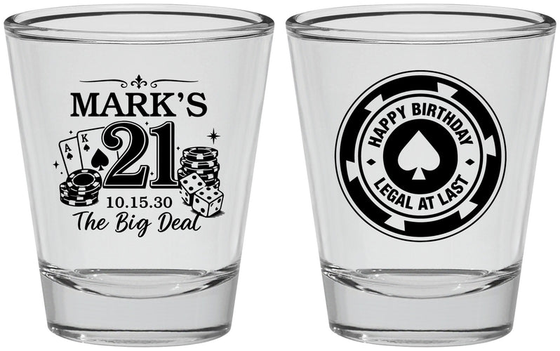 Personalized 21st Birthday Shot Glasses - Legal At Last Vegas | 340004