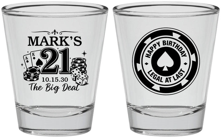 Personalized 21st Birthday Shot Glasses - Legal At Last Vegas | 340004