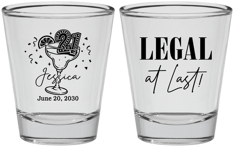 Personalized 21st Birthday Shot Glasses - Legal At Last | 340005