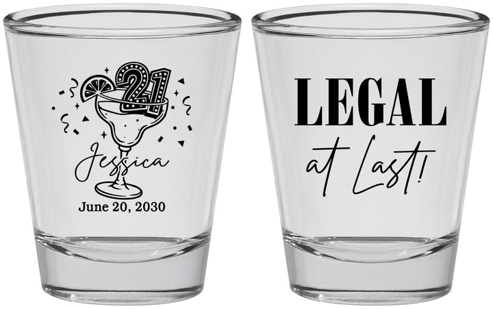 Personalized 21st Birthday Shot Glasses - Legal At Last | 340005