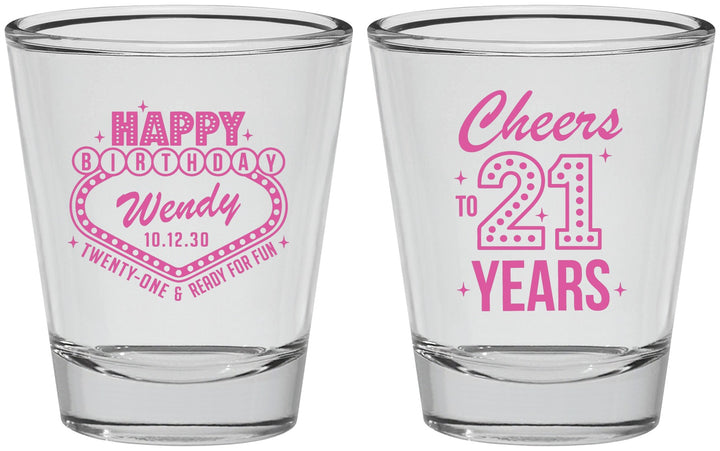 Personalized 21st Birthday Shot Glasses - Vegas | 340007