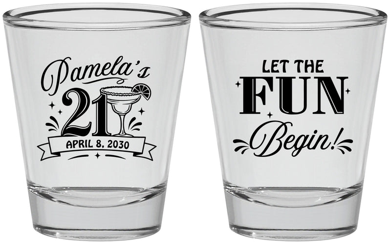 Personalized 21st Birthday Shot Glasses - Let The Fun Begin | 340009